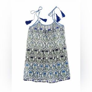 Ro’s Garden Sz 6 Blue and White Floral Leticia Dress with Tassels